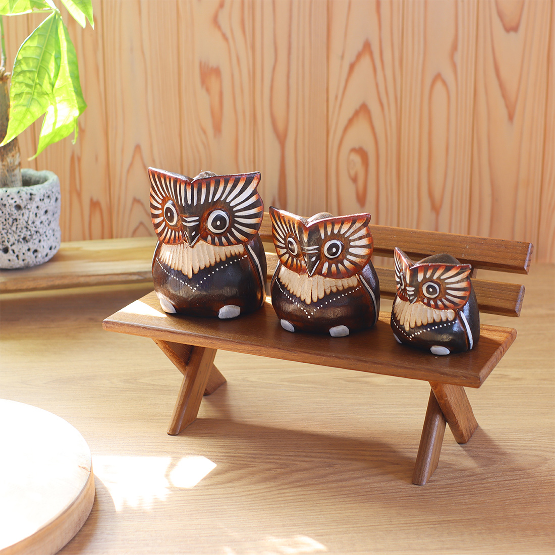 木彫 フクロウ 3個セット