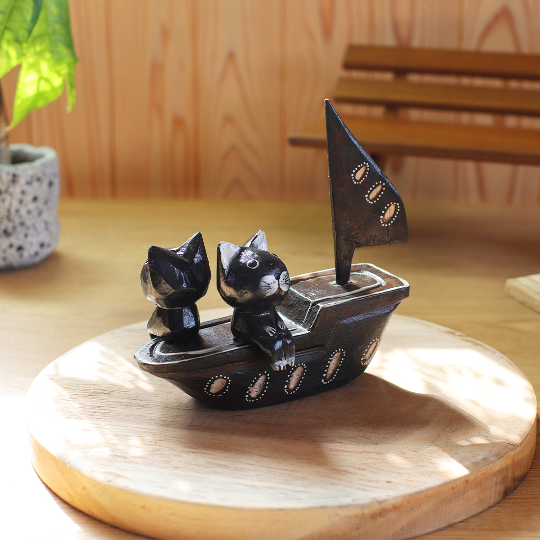 木彫 船乗りネコ
