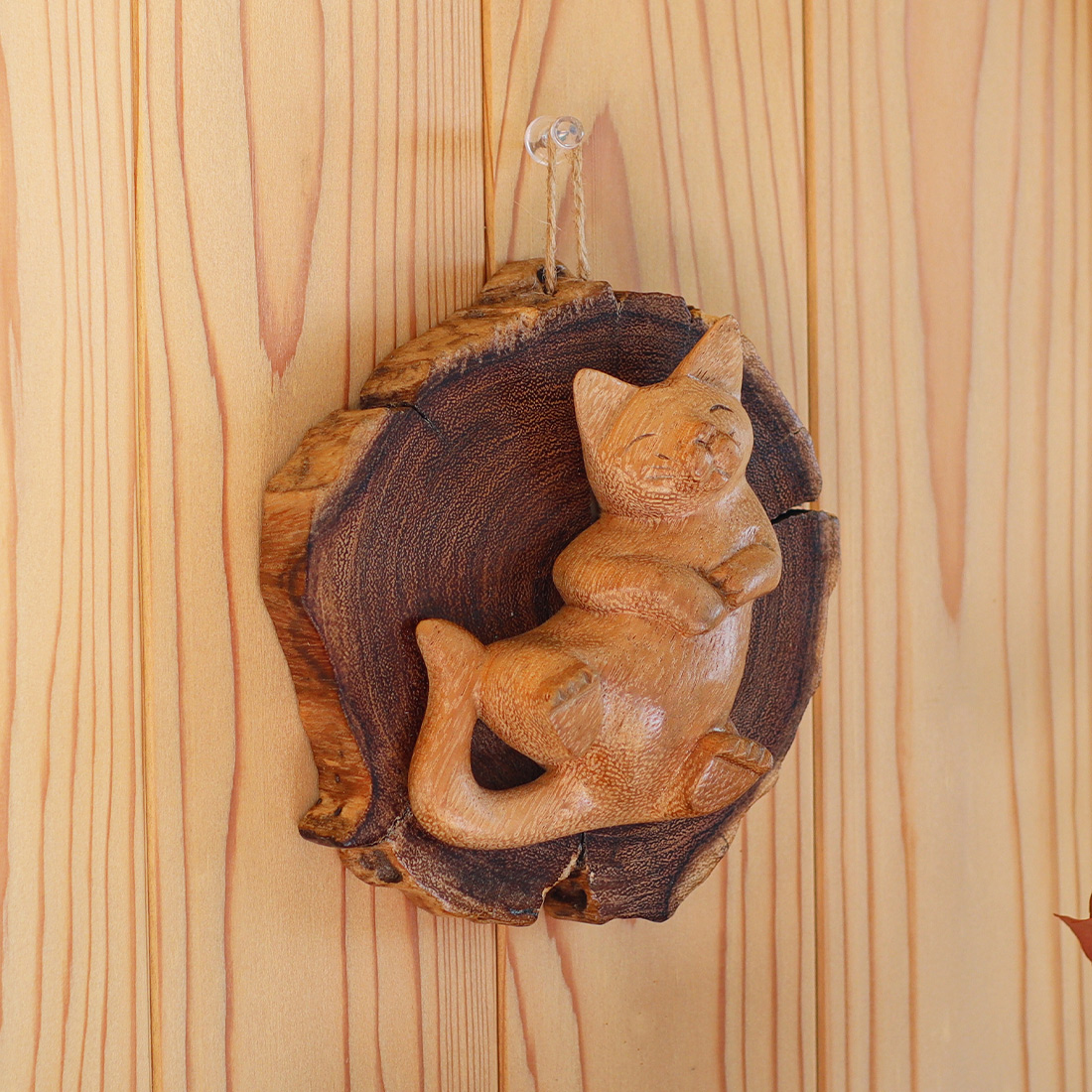 木彫 壁掛けネコ
