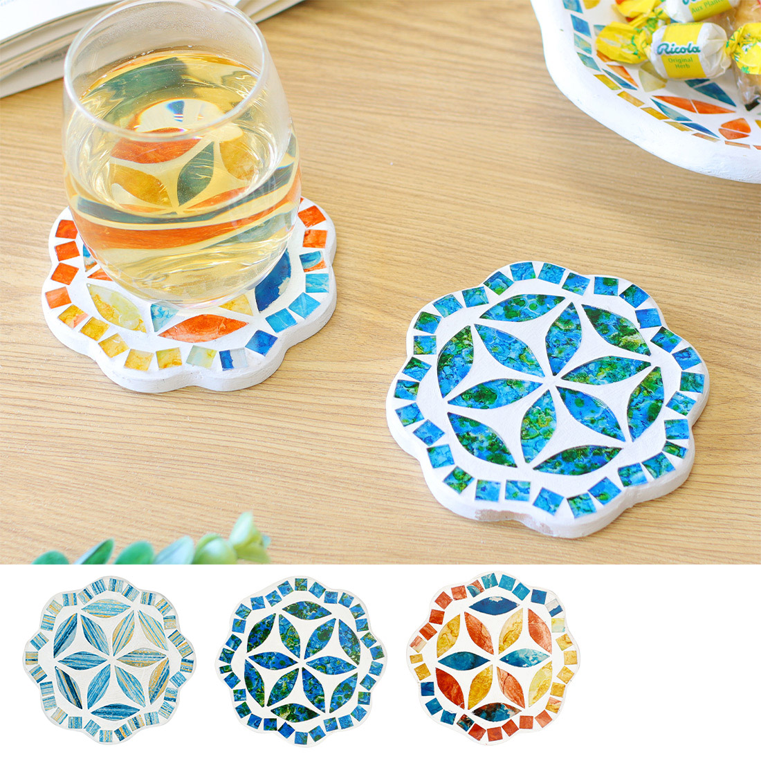 モザイク コースター フラワー