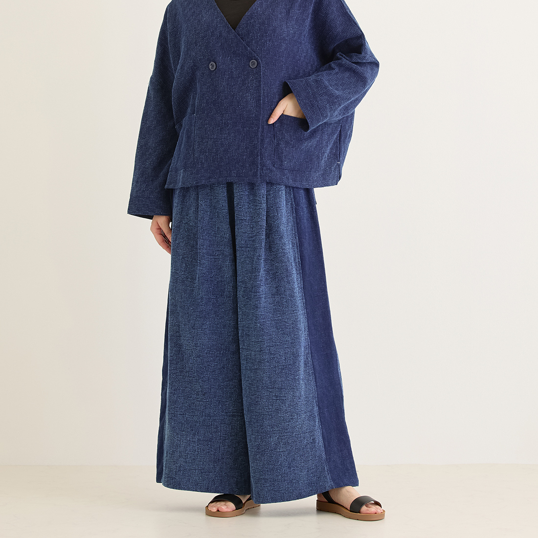 【Shanti Shanti】サイドラインパンツ バスケット インディゴ