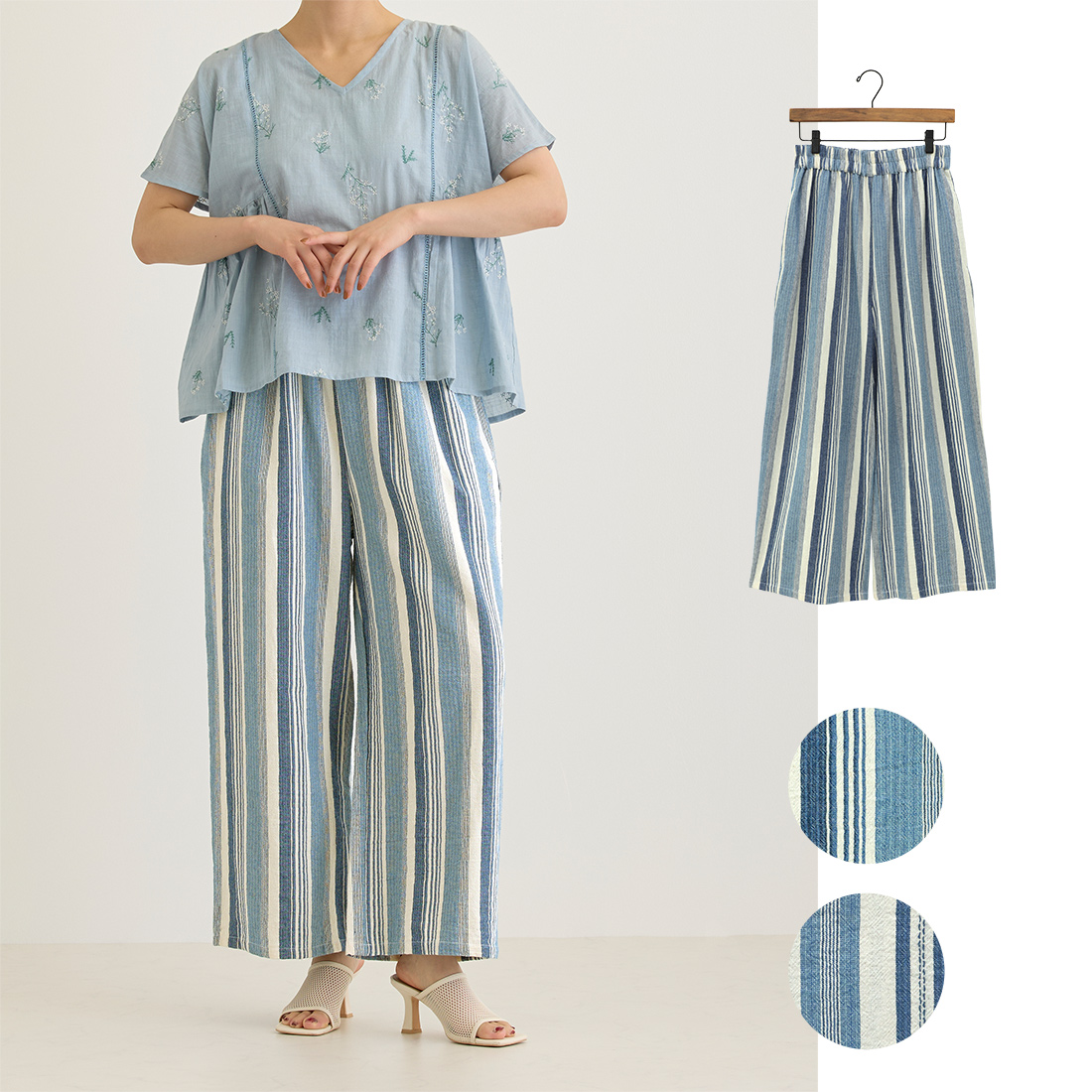 【Shanti Shanti】パンツ ストライプ