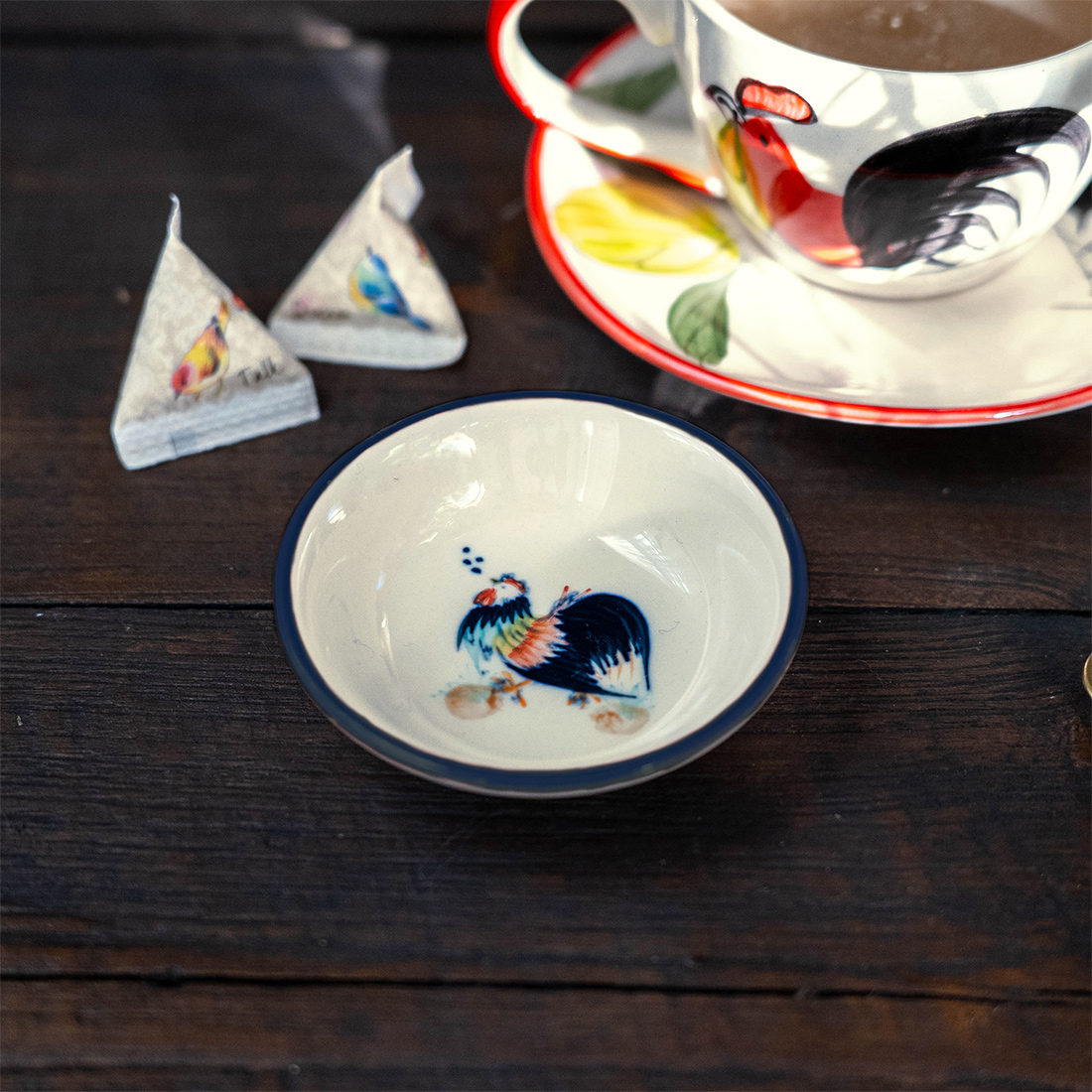 セラミック手彩色小皿 ニワトリ