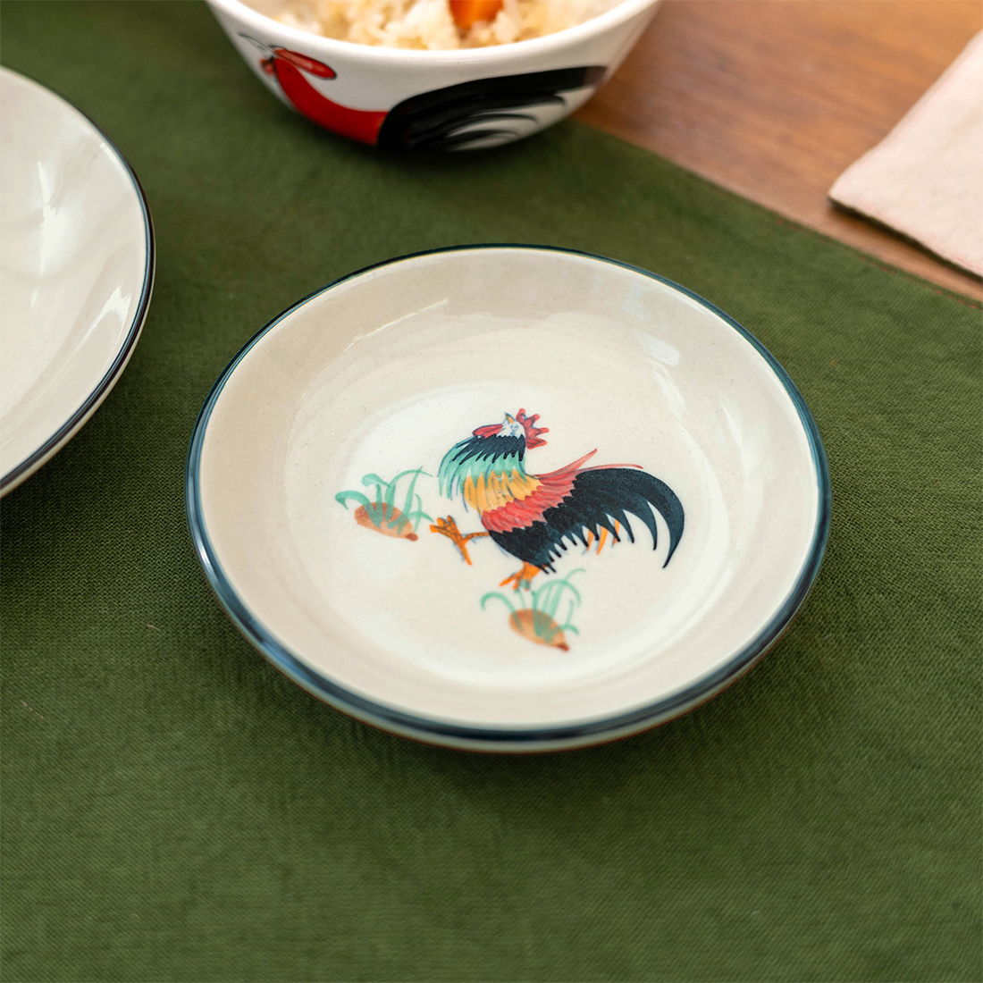 セラミック手彩色小皿 ニワトリ