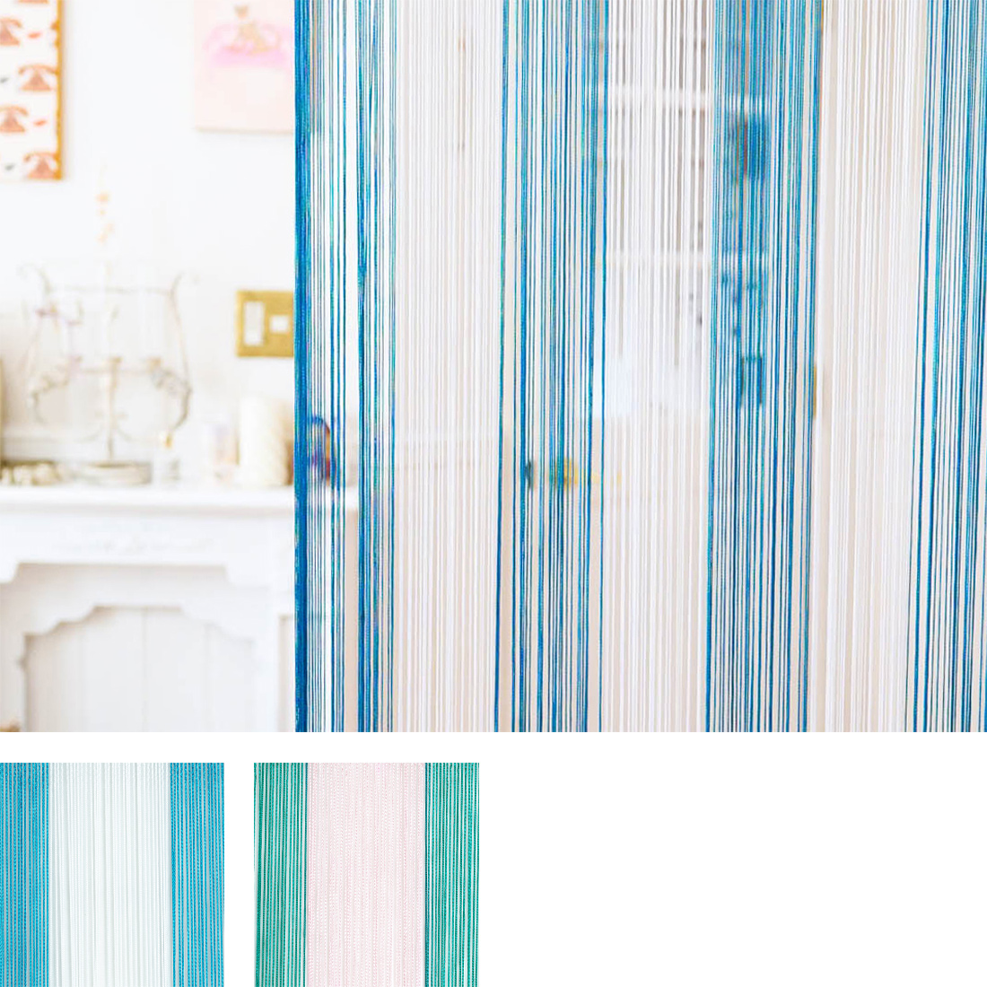 ストリングのれん ブロックストライプ 