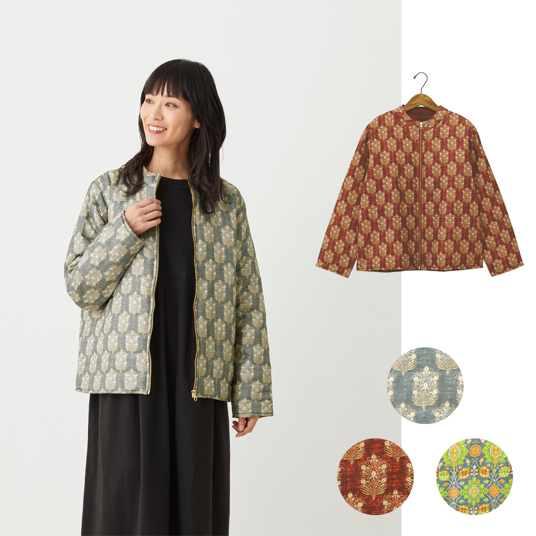 【Shanti Shanti】ジャケット アートシルクプリント
