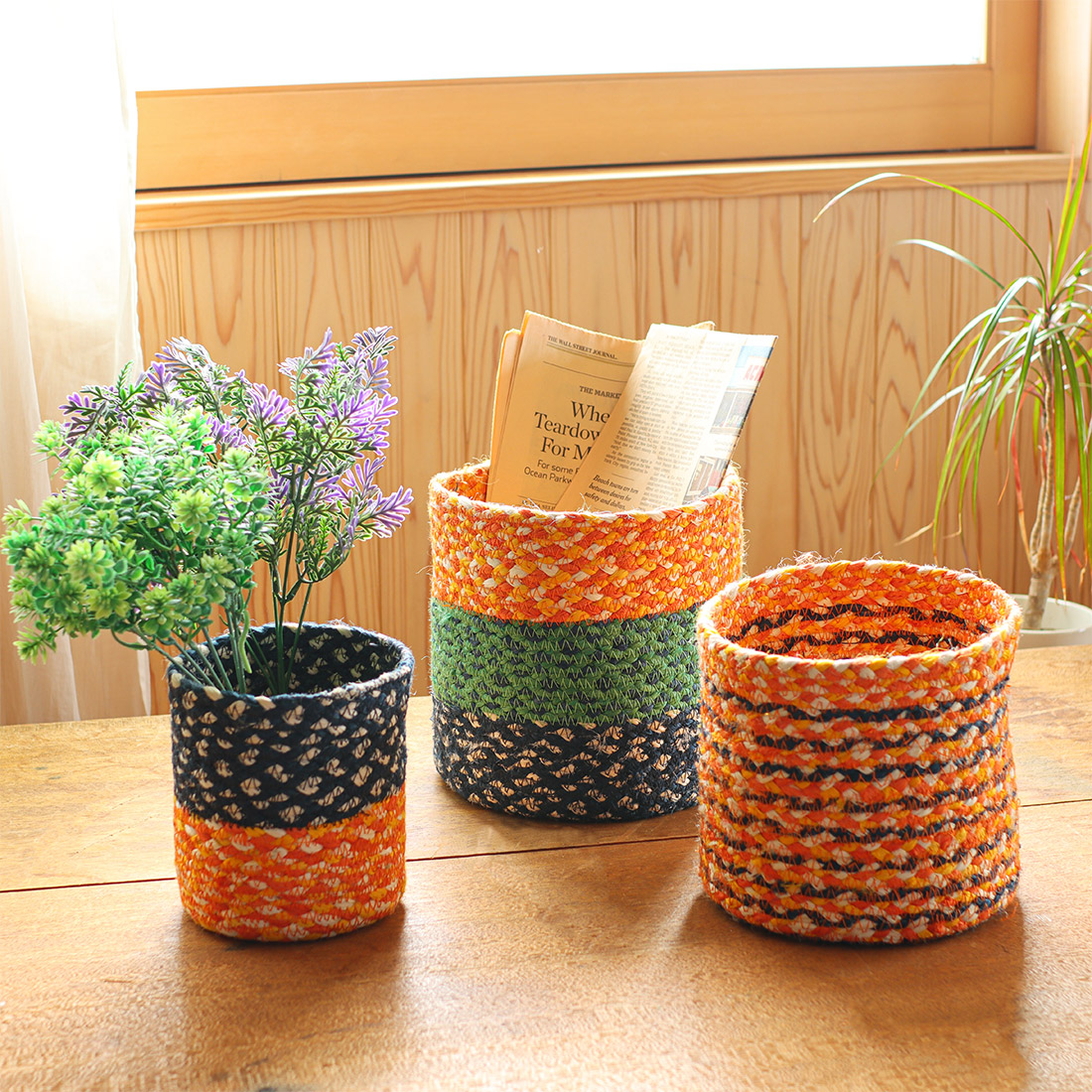 バスケット シリンダー カラフル 3SET