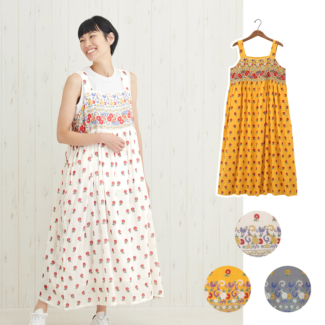 【Shanti Shanti】キャミワンピース レトロフラワー★特価★