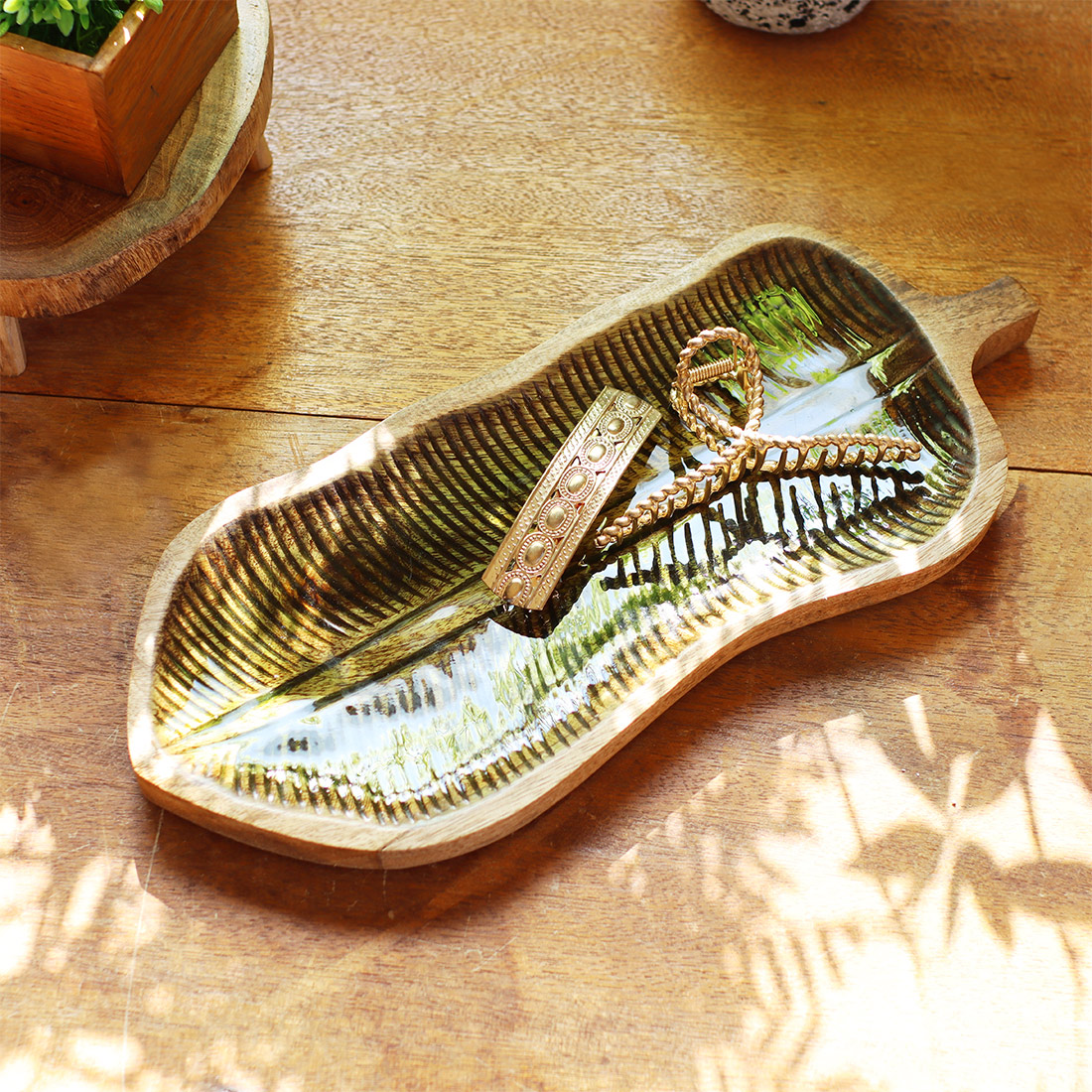 エナメルトレイ リーフ