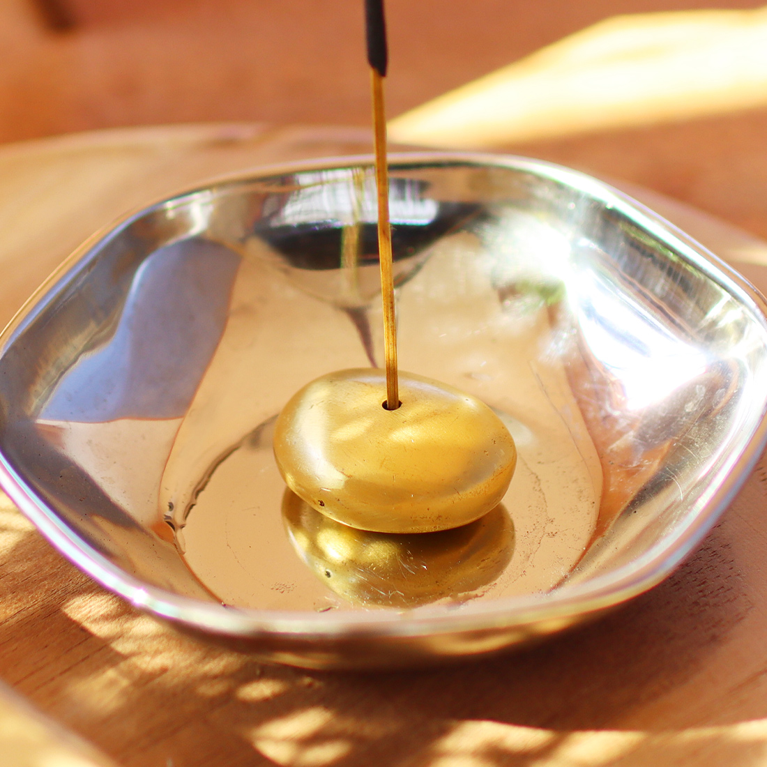 ブラス インセンスホルダー 小石