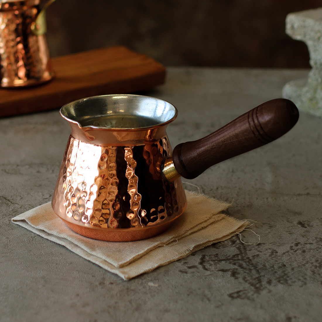 コッパー ミルクパン 槌目